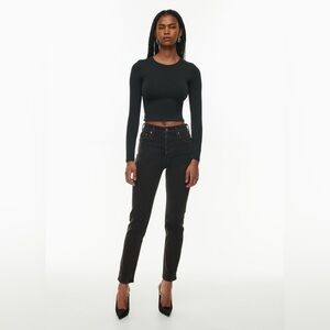 DENIM FORUM THE YOKO HIGH RISE SLIM 28L sz23 Charcoal High-Rise Jeans